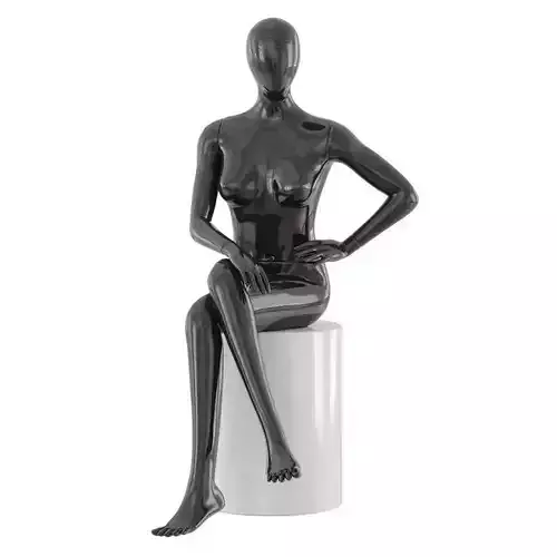 Seated faceless woman mannequin 22 3D model