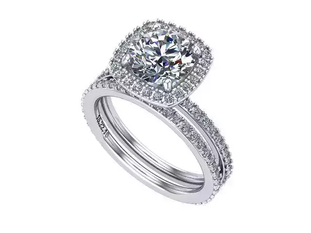 cushion halo and matching ring 