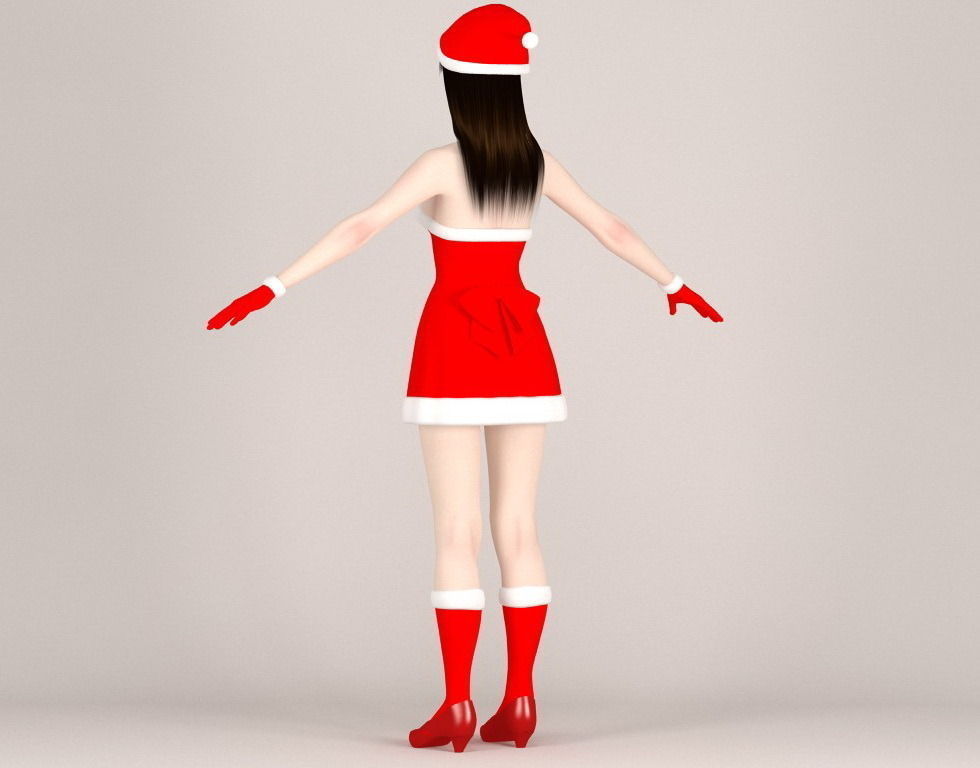 T pose rigged model of Akari in Christmas costume 3D model_17