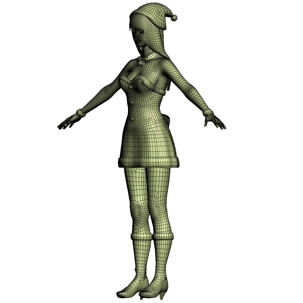 T pose rigged model of Akari in Christmas costume 3D model_22