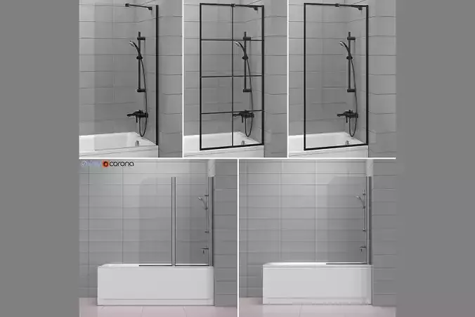 Shutters for baths and baths Radaway and Cersanit set 42 3D model