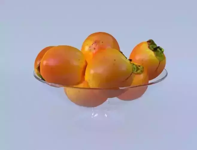 Persimmon 3D Model persimmons in glass bowl 3D model