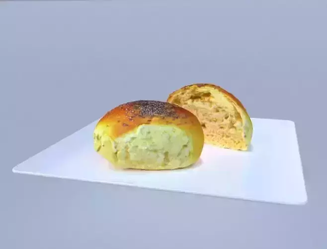 Pastry two buns on plate