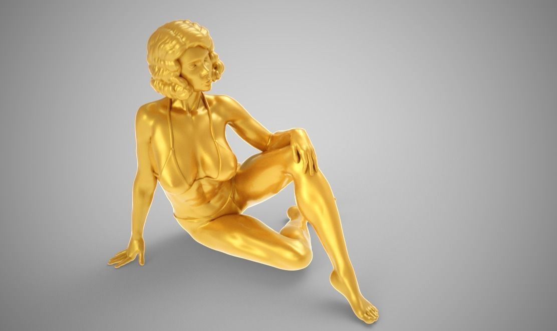 Pretty Woman Sitting on the Floor 3D print model_5