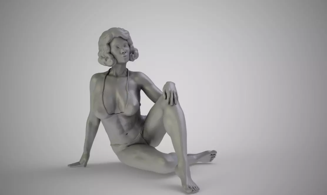 Pretty Woman Sitting on the Floor 3D print model_0