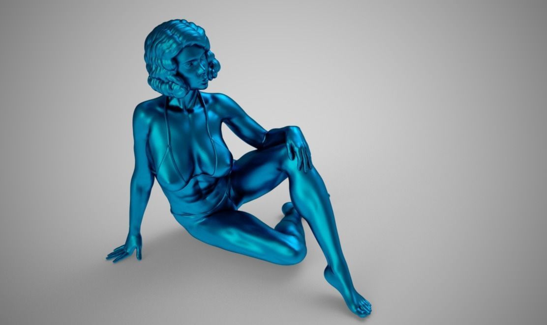 Pretty Woman Sitting on the Floor 3D print model_7