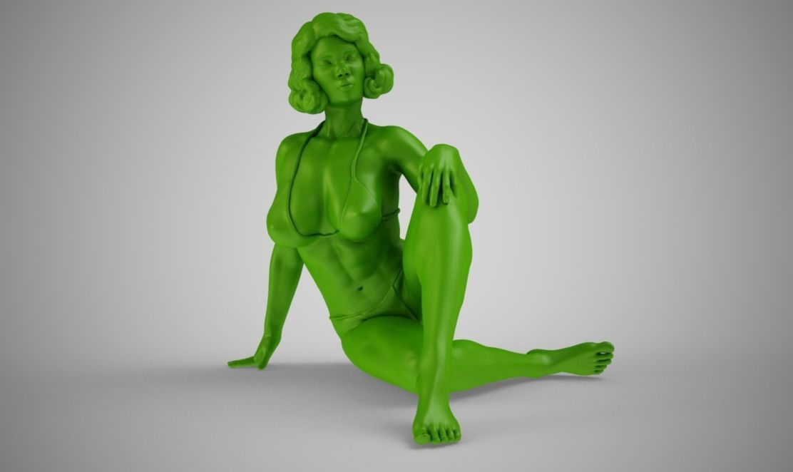 Pretty Woman Sitting on the Floor 3D print model_11
