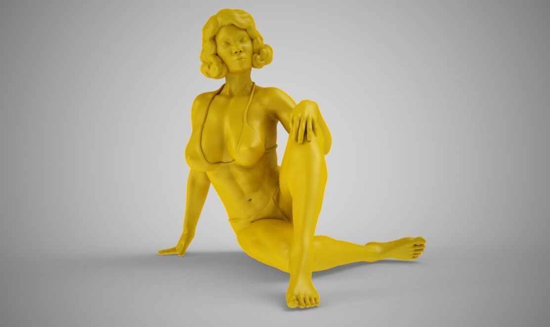 Pretty Woman Sitting on the Floor 3D print model_12