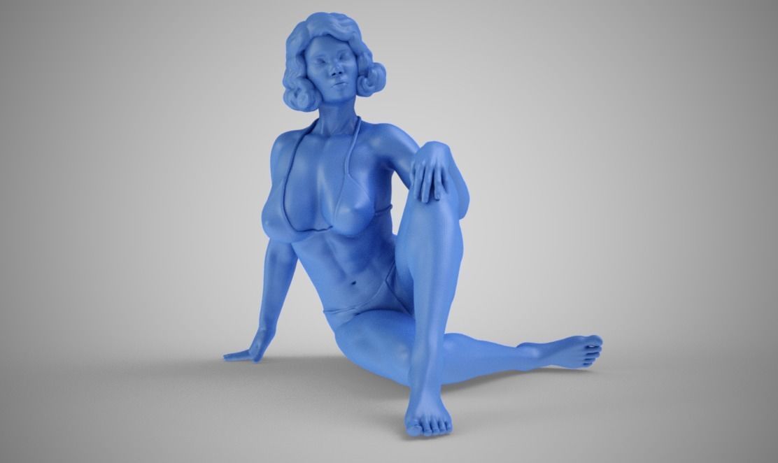 Pretty Woman Sitting on the Floor 3D print model_9