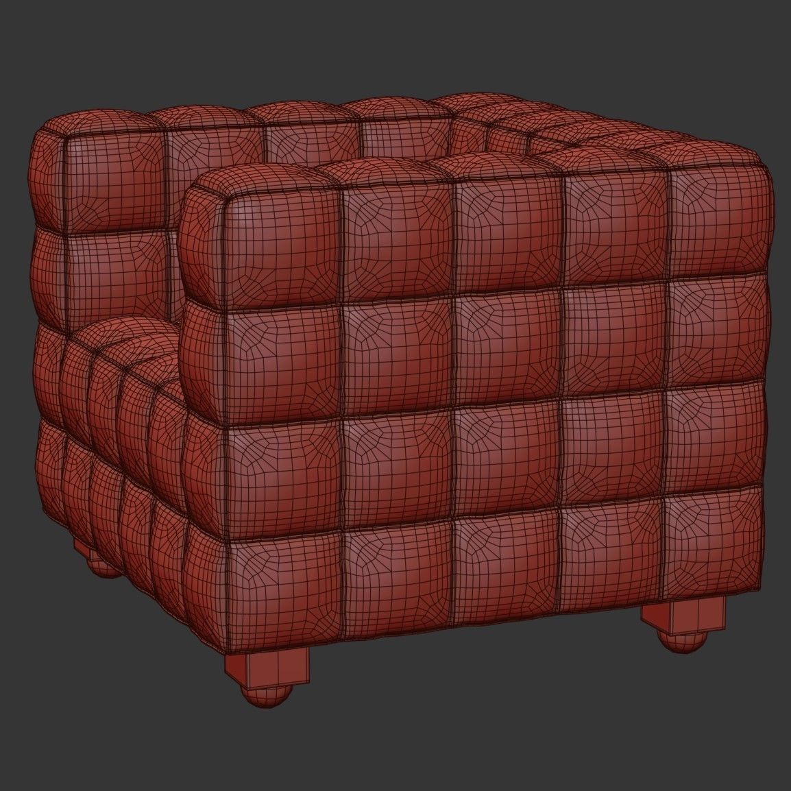 Kubus Armchair by Josef Hoffmann 3D model_4
