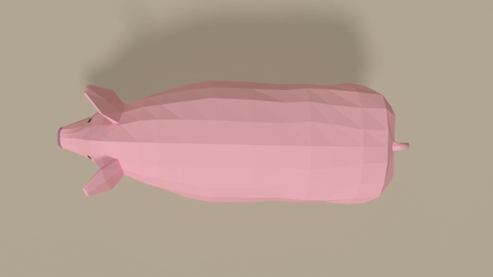 Low Poly Cartoon Pig Low-poly 3D model_5