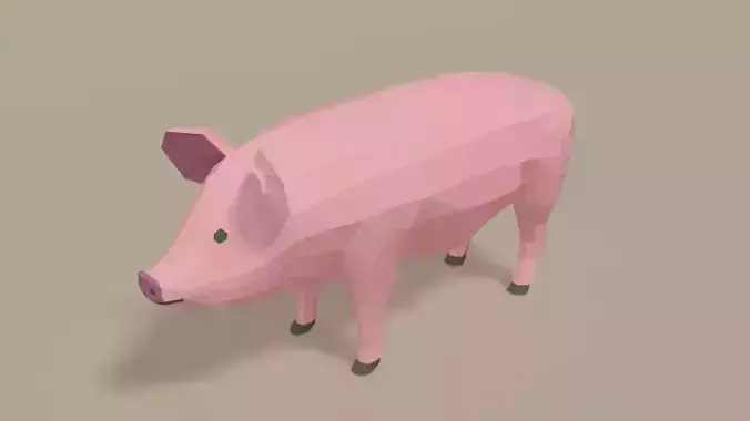 Low Poly Cartoon Pig Low-poly 3D model