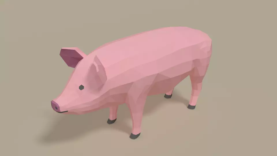 Low Poly Cartoon Pig Low-poly 3D model_0