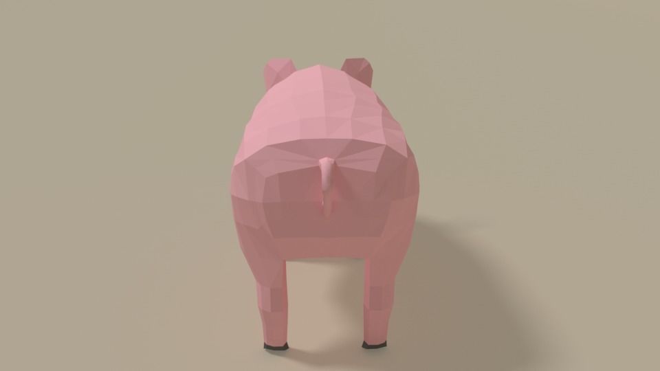 Low Poly Cartoon Pig Low-poly 3D model_3