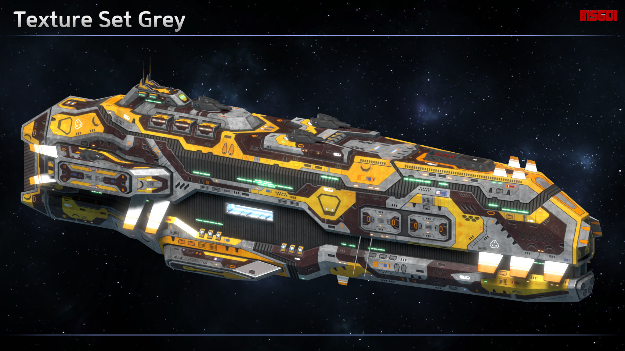 Spaceship Cruiser Rampant Low-poly 3D model_9