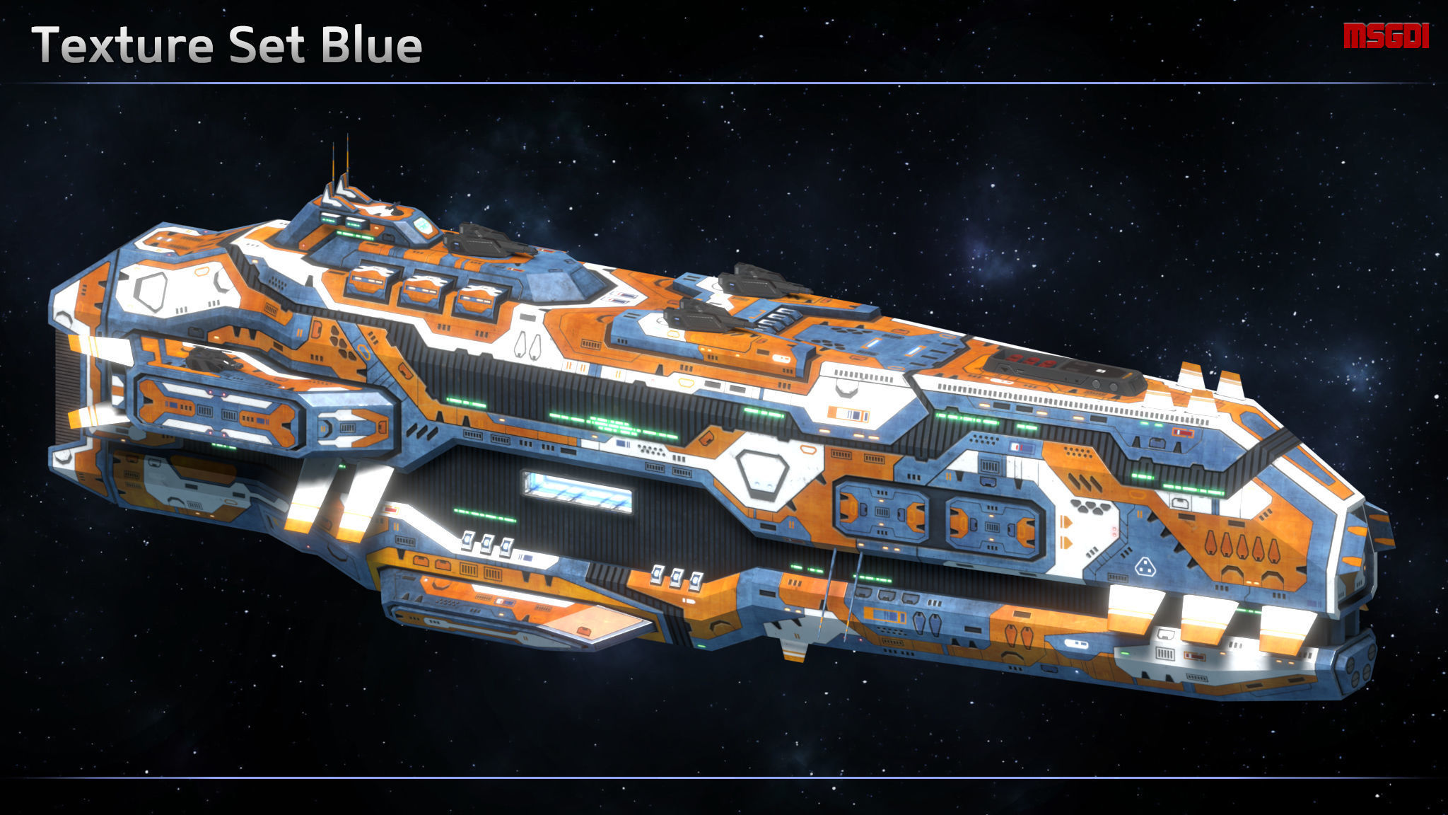 Spaceship Cruiser Rampant Low-poly 3D model_8