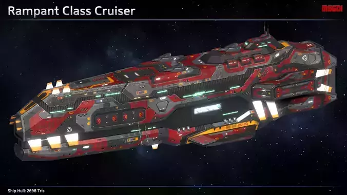 Spaceship Cruiser Rampant Low-poly 3D model