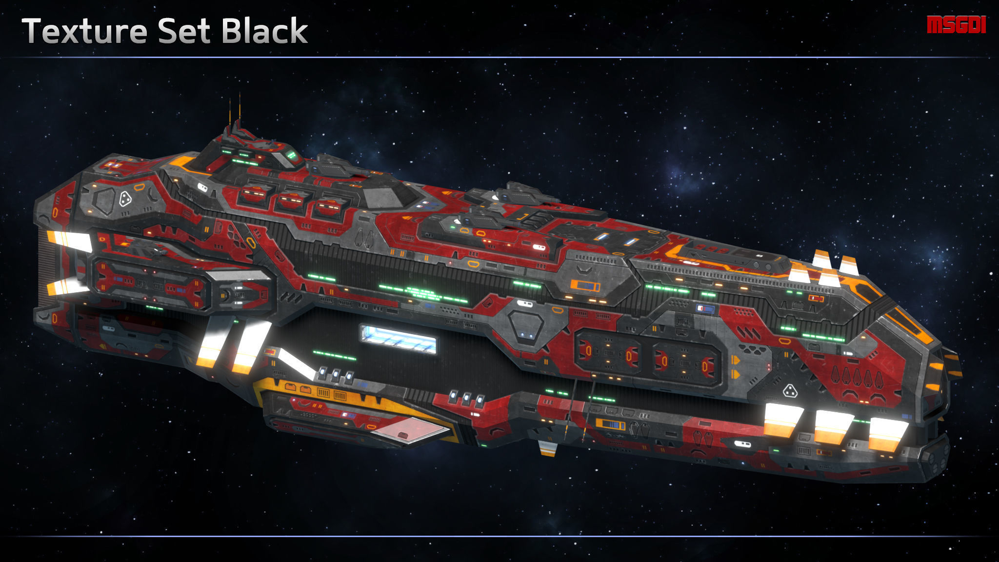 Spaceship Cruiser Rampant Low-poly 3D model_7