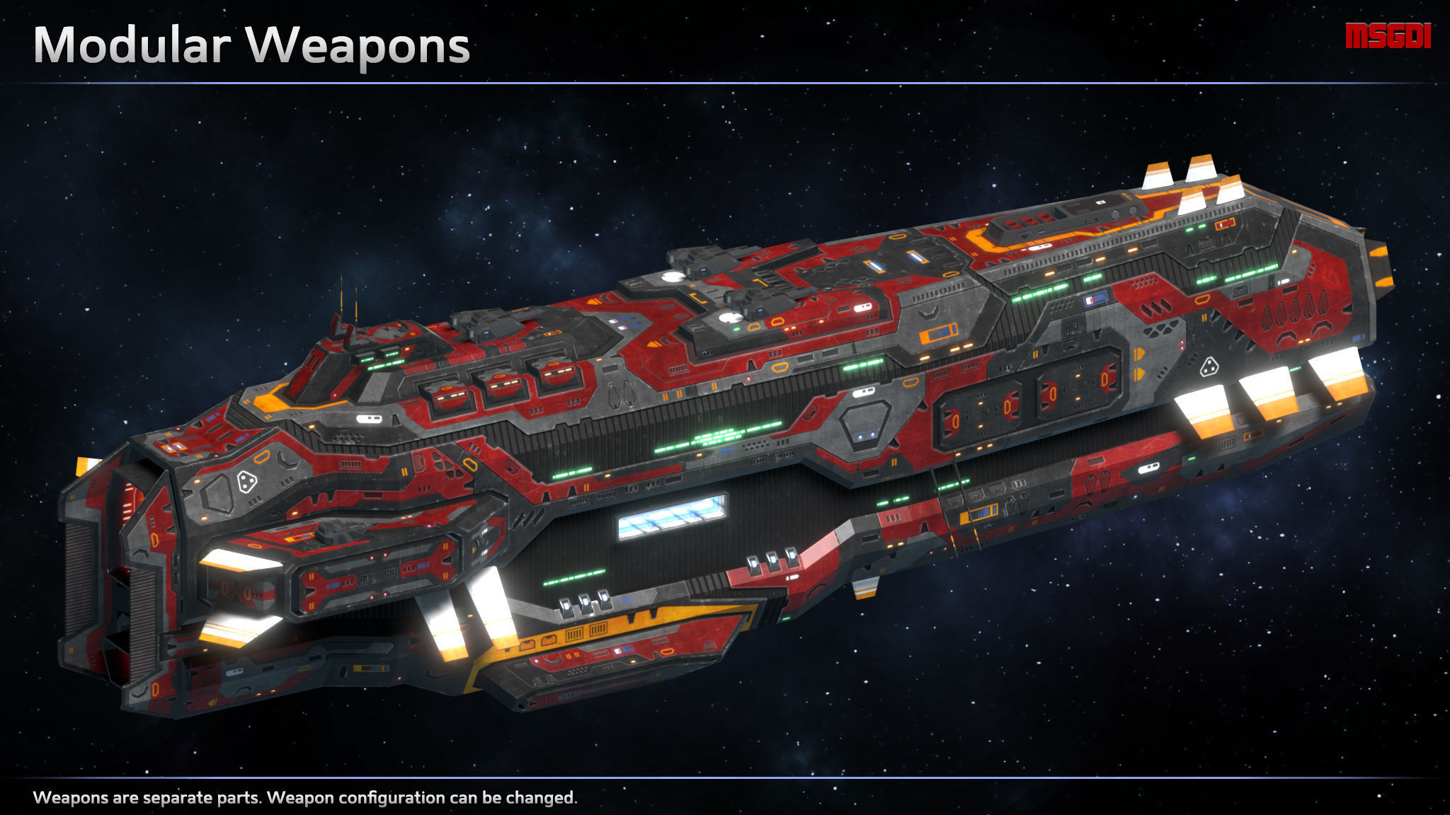 Spaceship Cruiser Rampant Low-poly 3D model_5