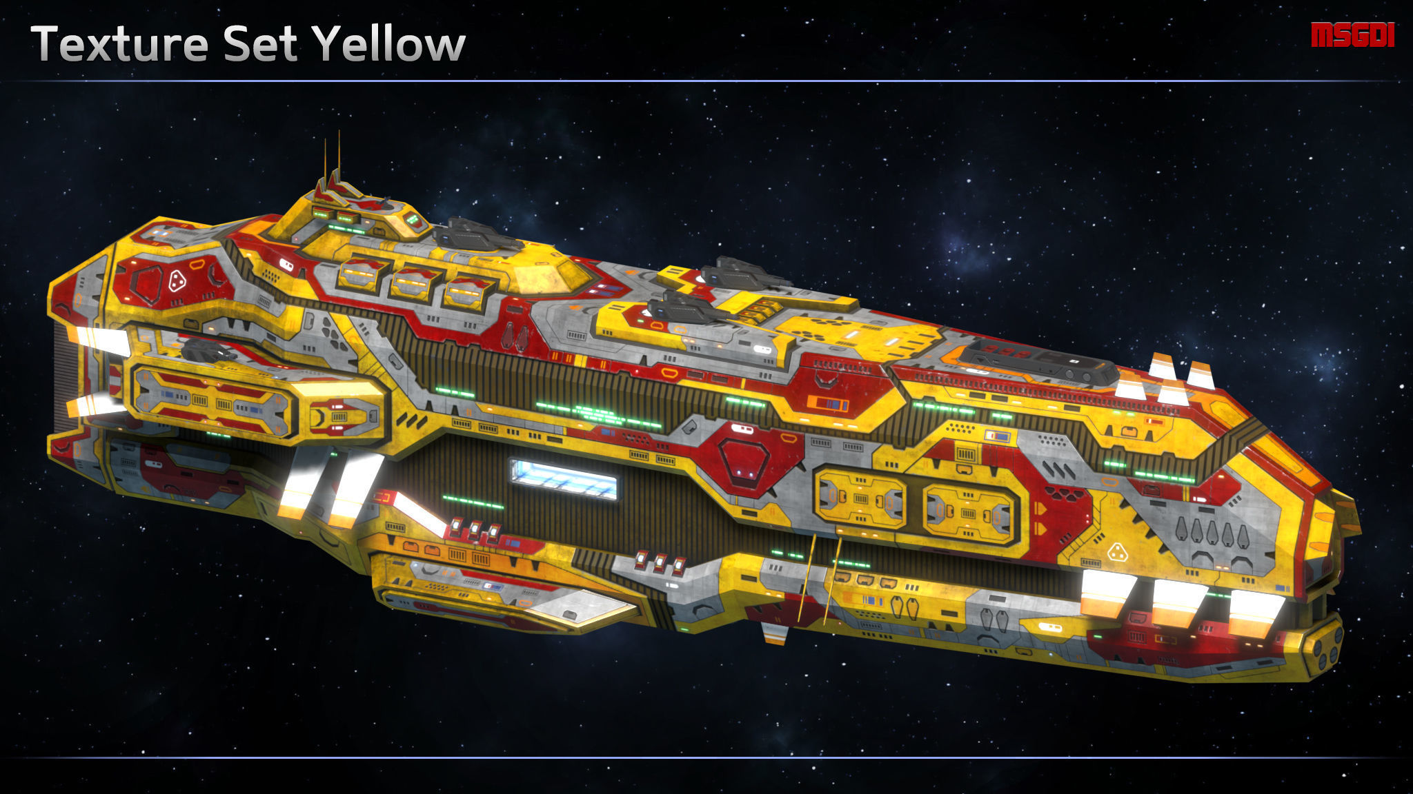 Spaceship Cruiser Rampant Low-poly 3D model_12