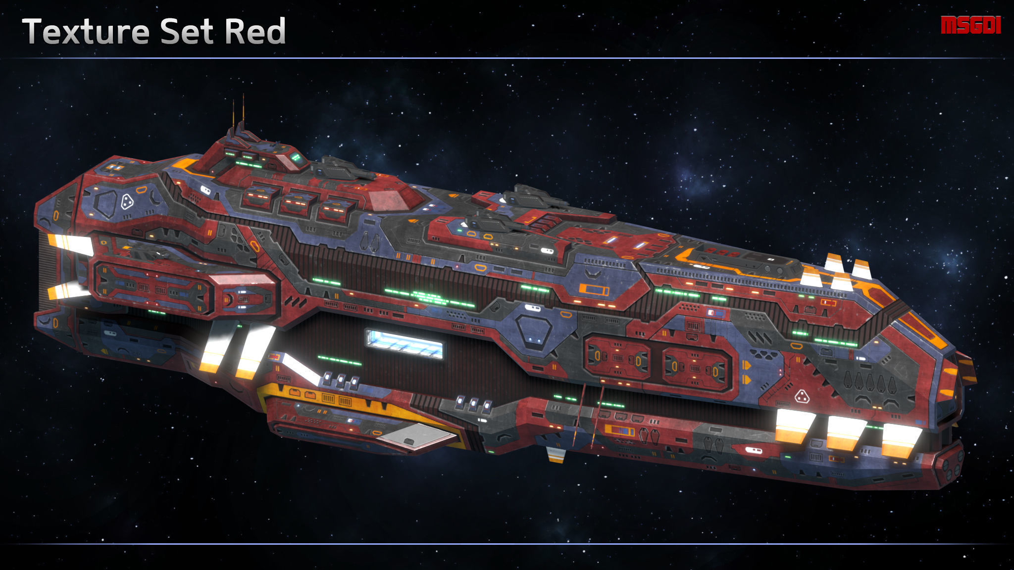 Spaceship Cruiser Rampant Low-poly 3D model_10