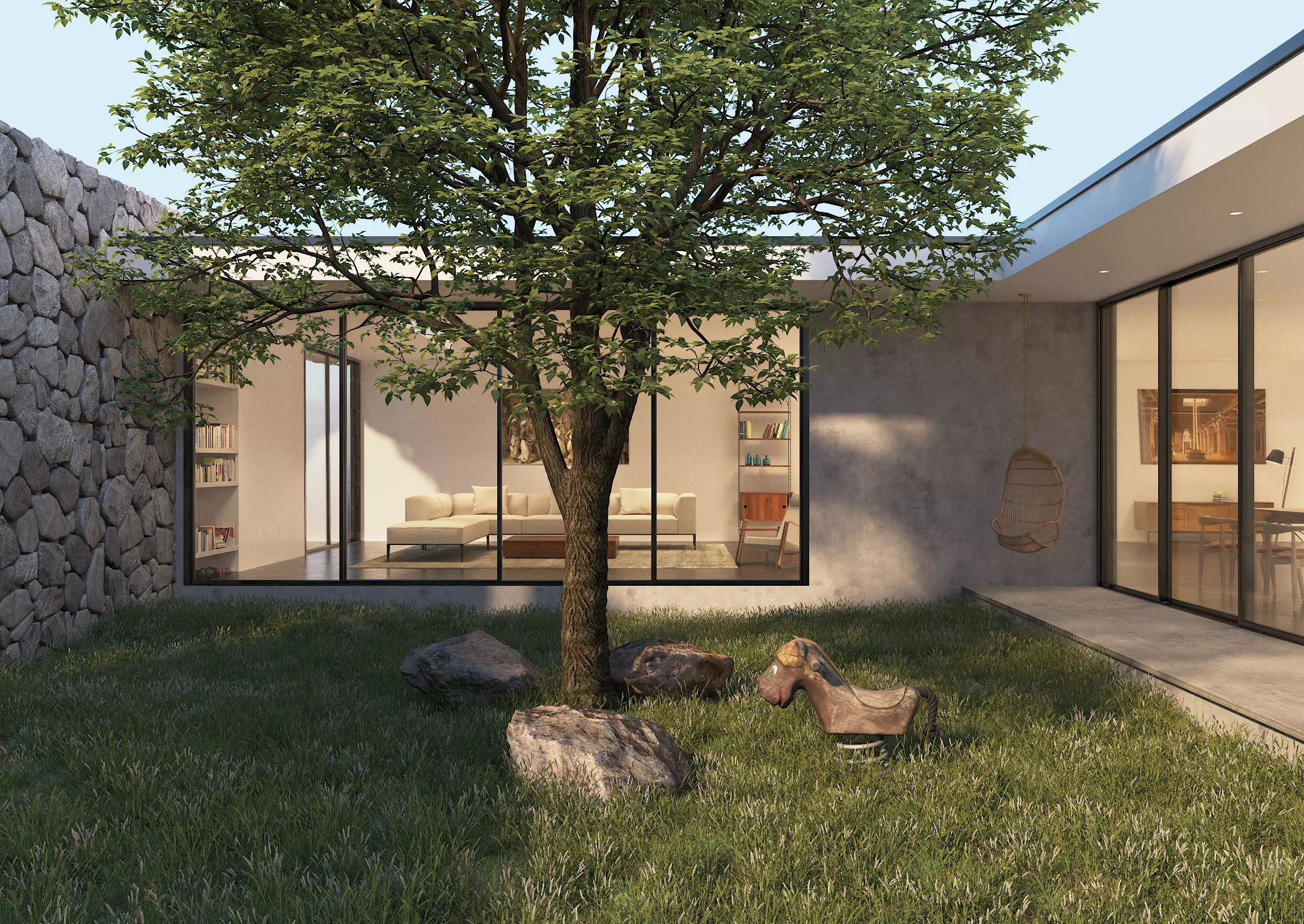 Courtyard House 3D model_0