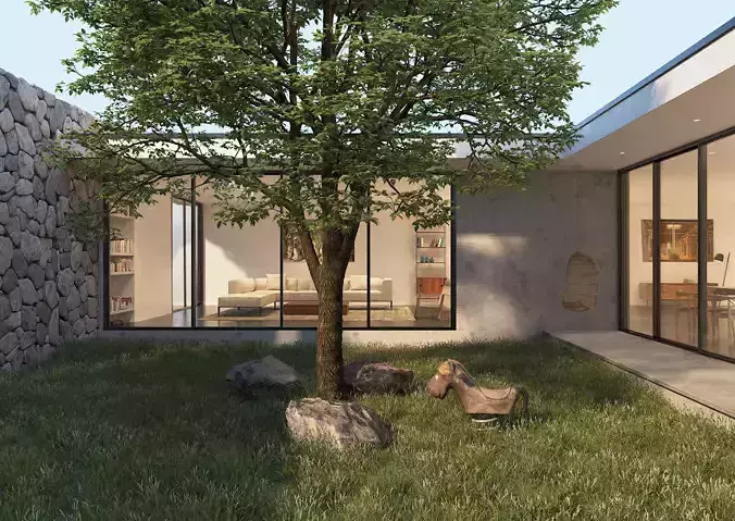 Courtyard House 3D model