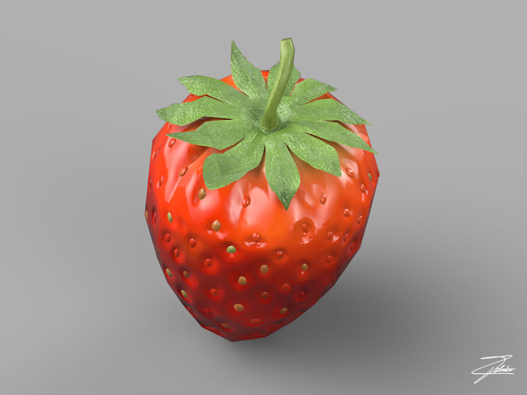 Strawberry Low-poly 3D model_3