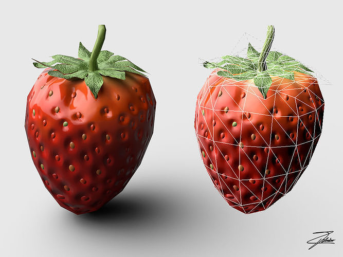Strawberry Low-poly 3D model