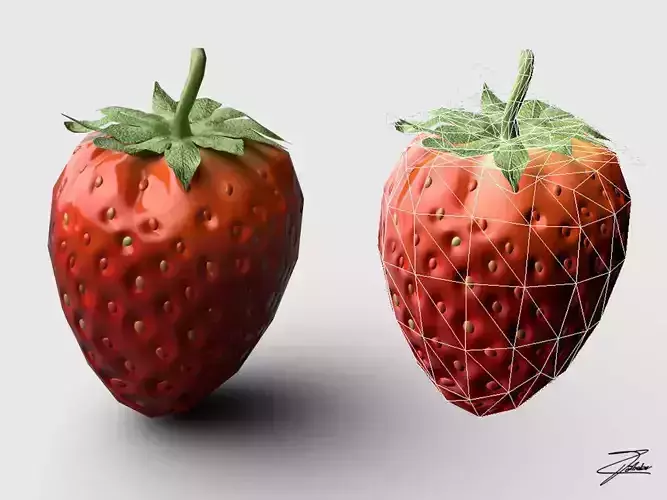 Strawberry Low-poly 3D model