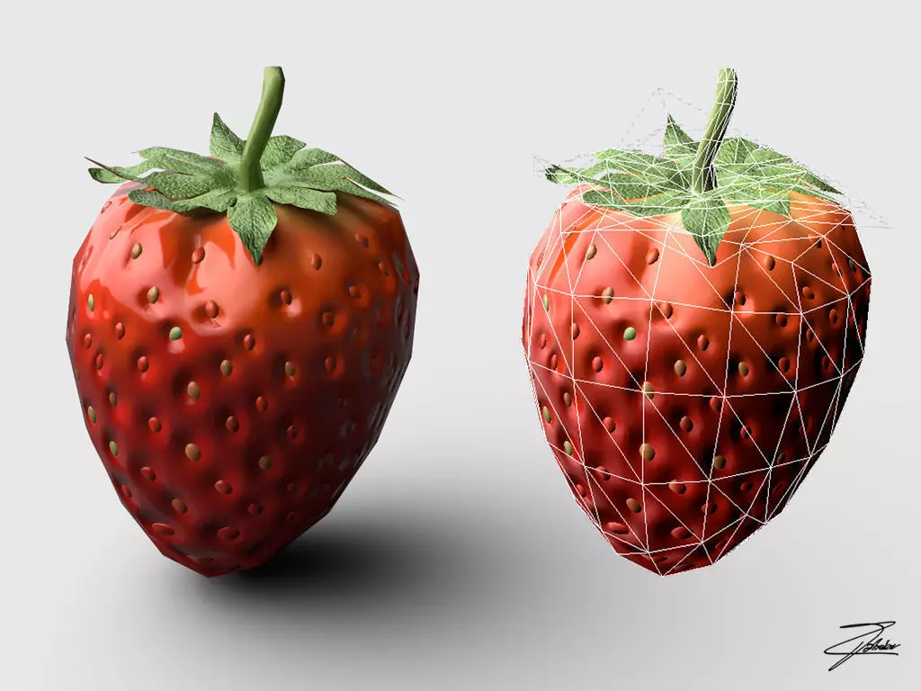Strawberry Low-poly 3D model_0