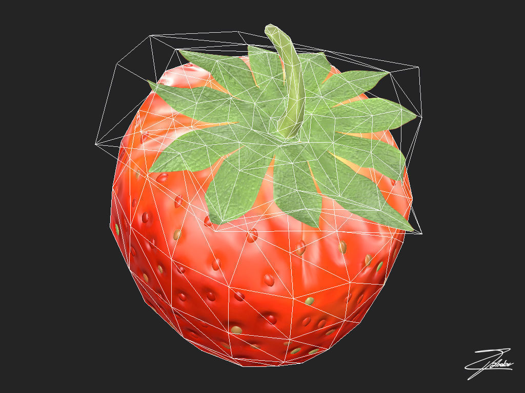 Strawberry Low-poly 3D model_5