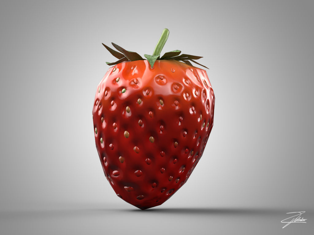Strawberry Low-poly 3D model_2