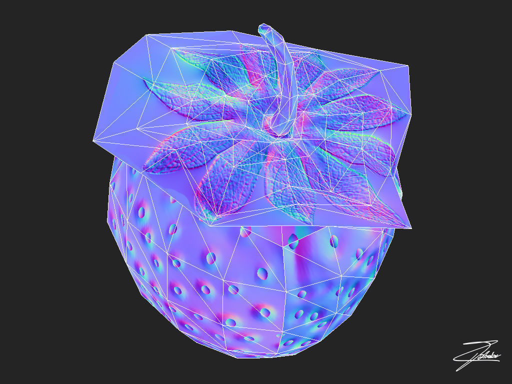 Strawberry Low-poly 3D model_6