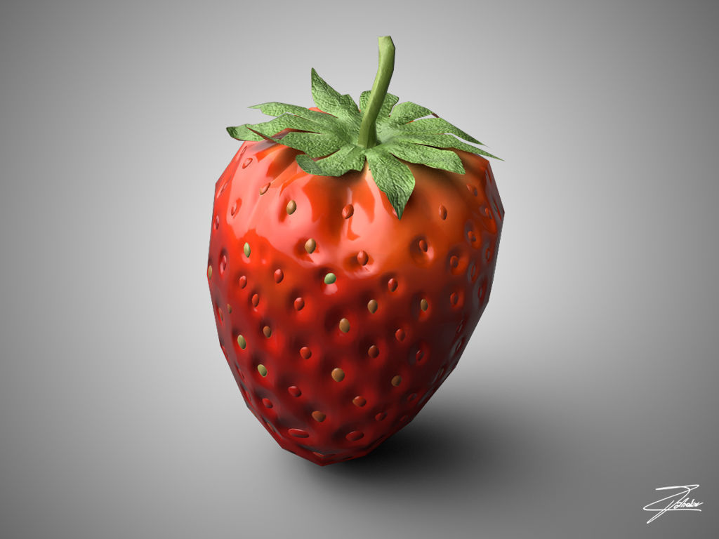 Strawberry Low-poly 3D model_1