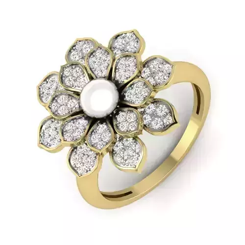 Women flower-pearl  ring 3dm render detail 3D print model