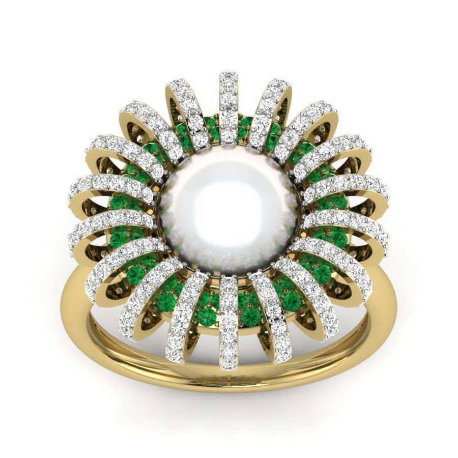 Women pearl ring 3dm render detail 3D print model 3D print model_1