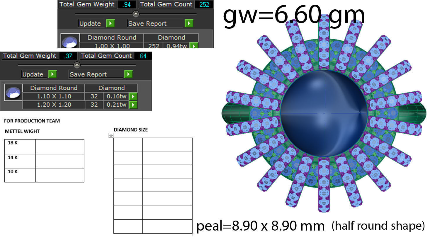 Women pearl ring 3dm render detail 3D print model 3D print model_5