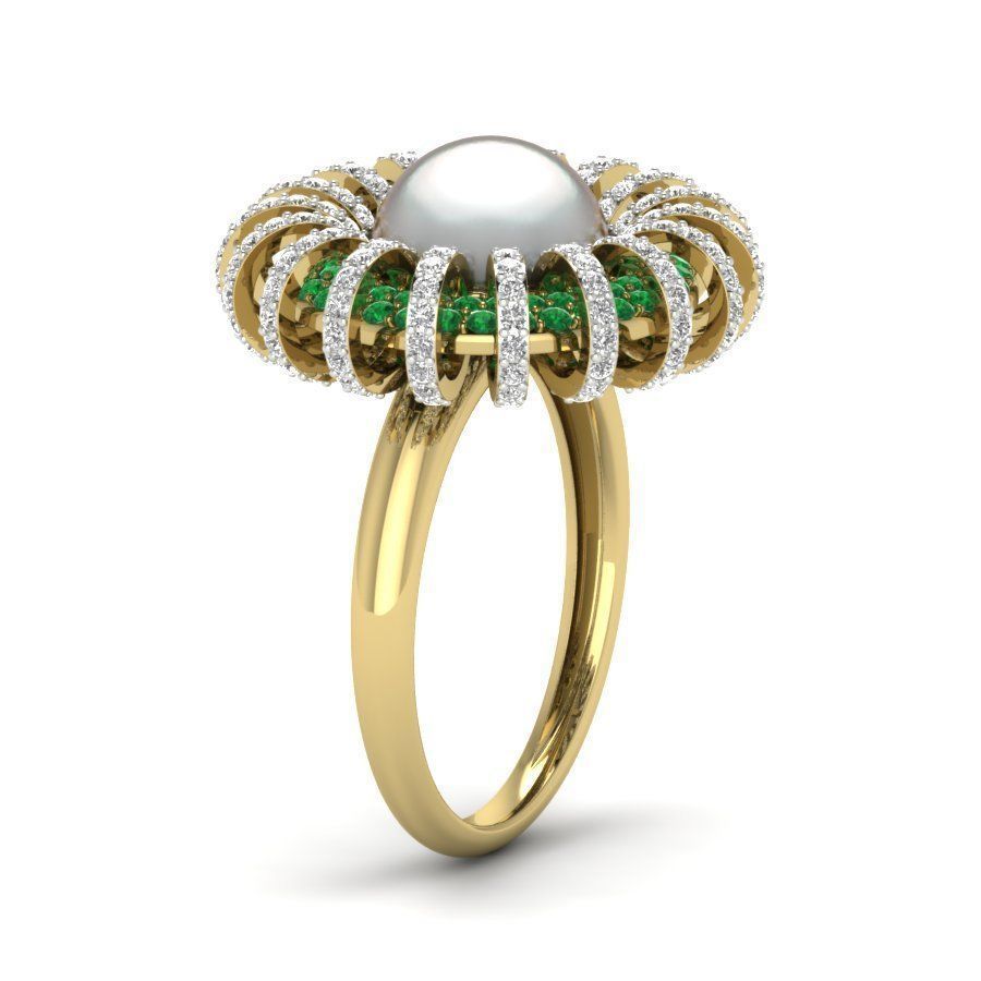 Women pearl ring 3dm render detail 3D print model 3D print model_3