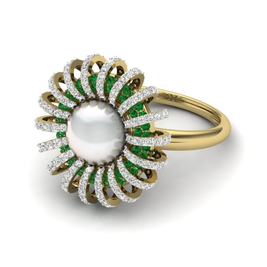 Women pearl ring 3dm render detail 3D print model 3D print model_4