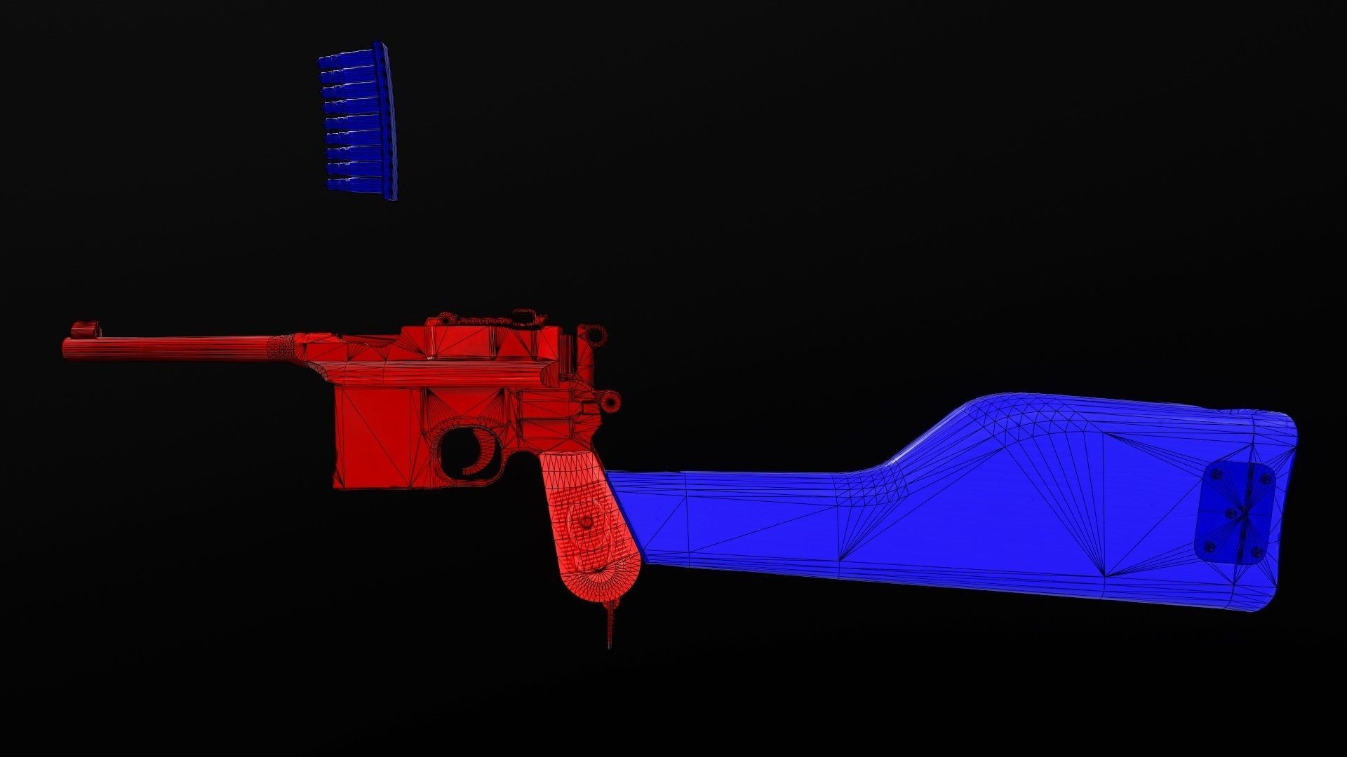 Mauser C96  PBR  GameReady Low-poly 3D model_9