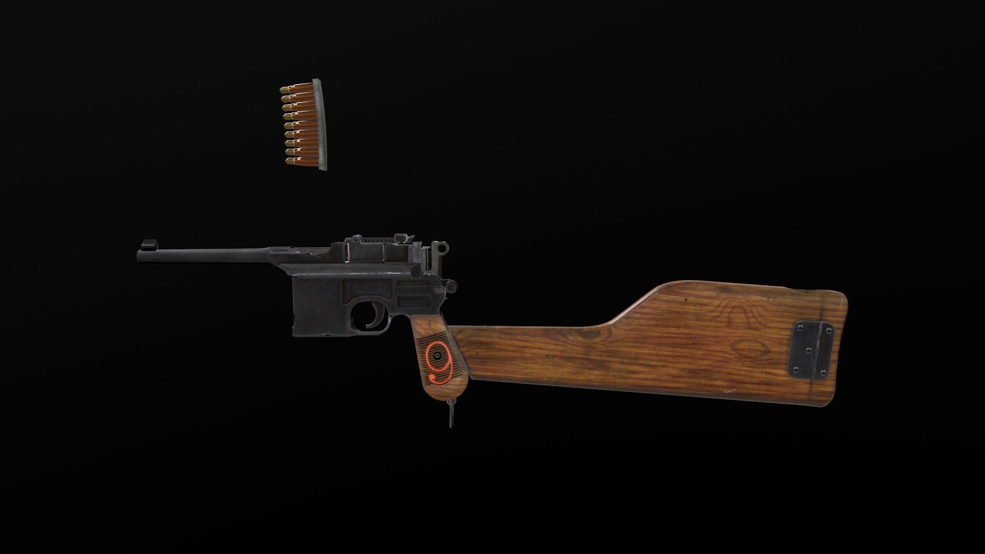 Mauser C96  PBR  GameReady Low-poly 3D model_8
