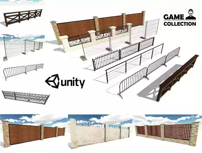 Fences Pack Low-poly 3D model