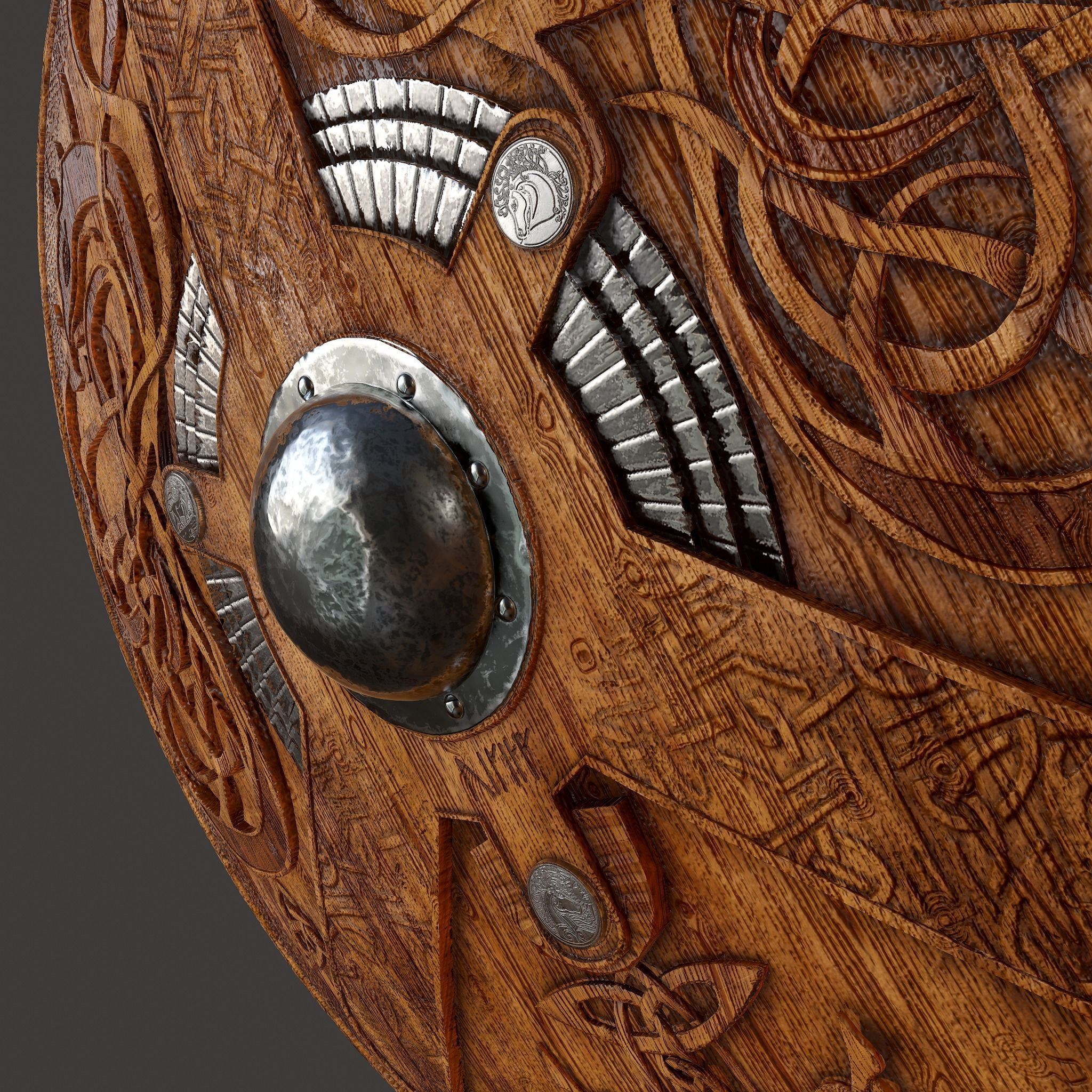 Serpent Viking Shield Low-poly 3D model_18