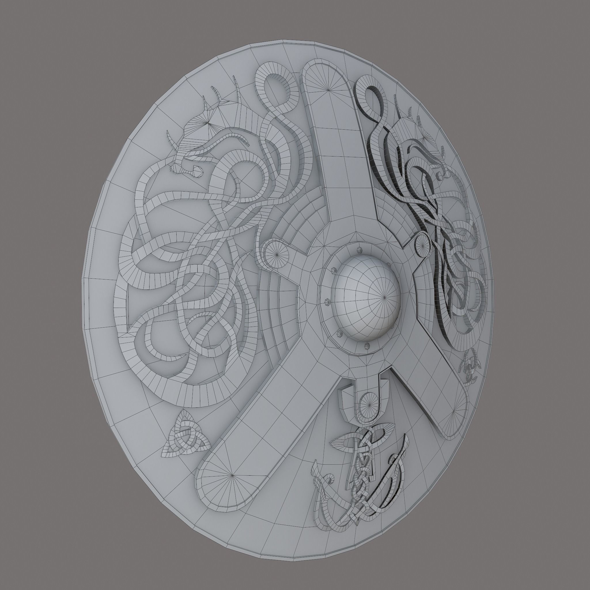 Serpent Viking Shield Low-poly 3D model_26