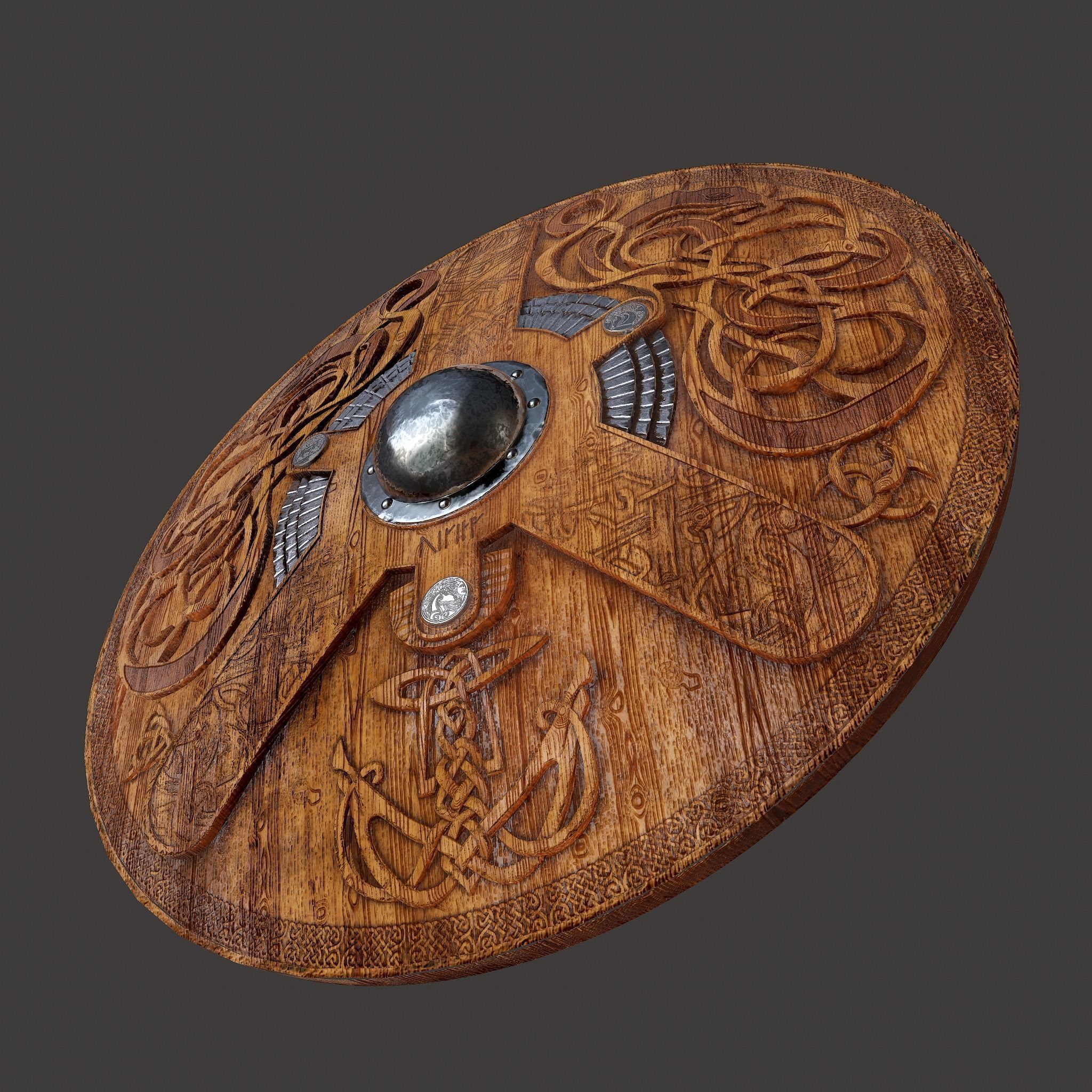 Serpent Viking Shield Low-poly 3D model_15