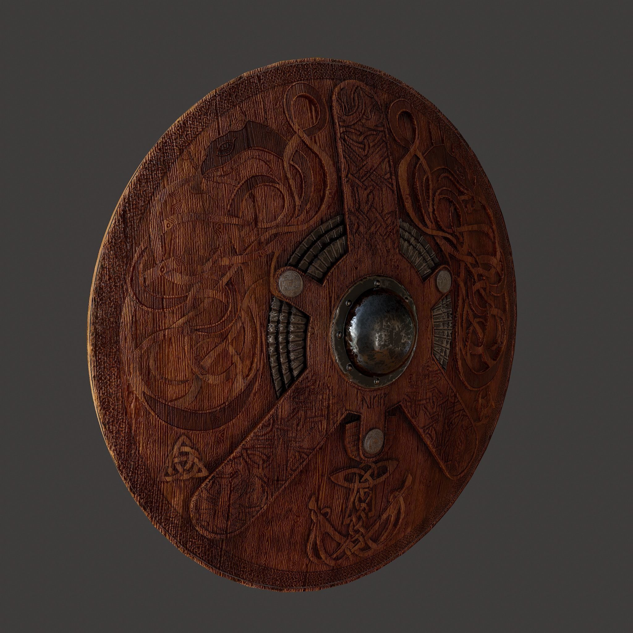 Serpent Viking Shield Low-poly 3D model_4
