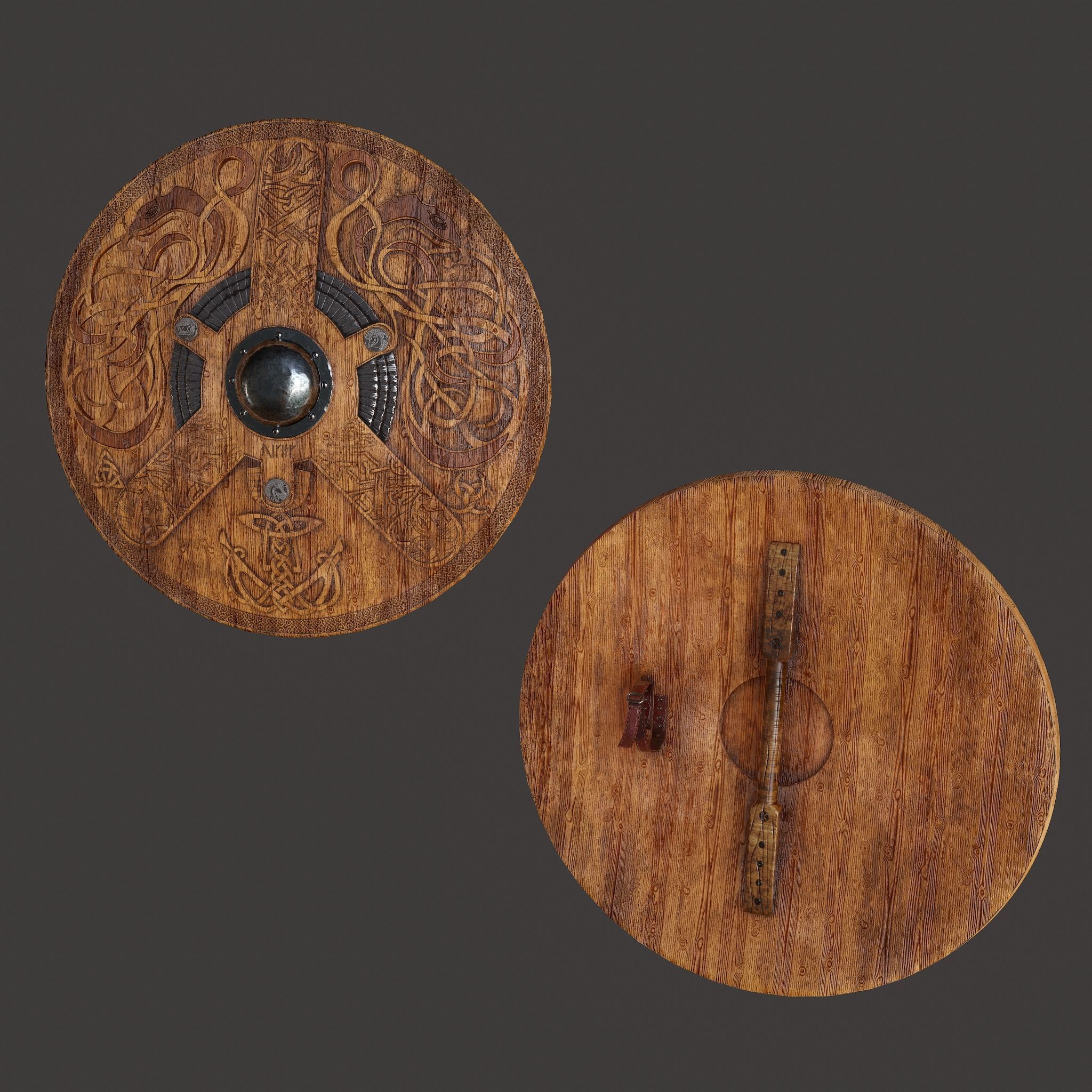 Serpent Viking Shield Low-poly 3D model_24