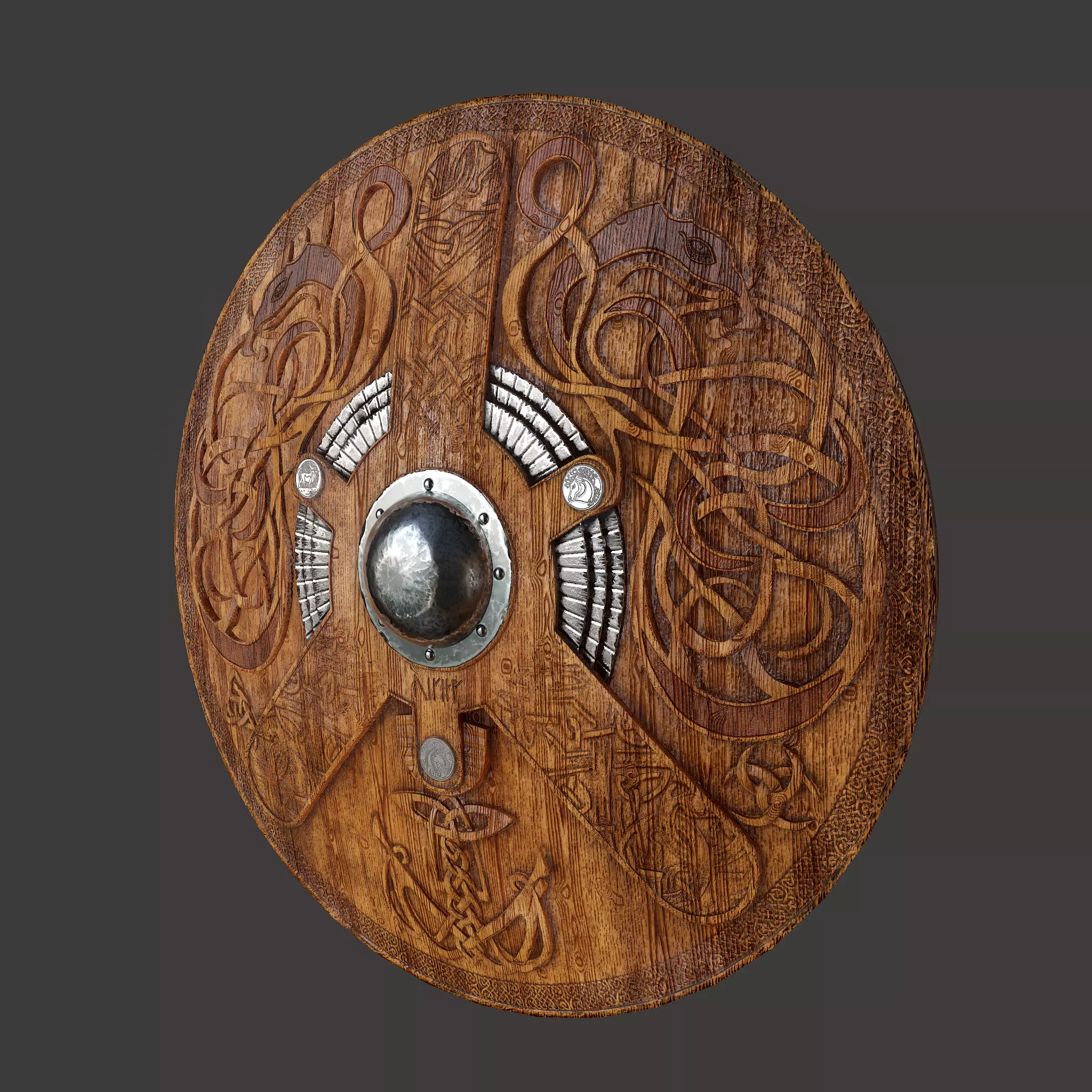 Serpent Viking Shield Low-poly 3D model_0