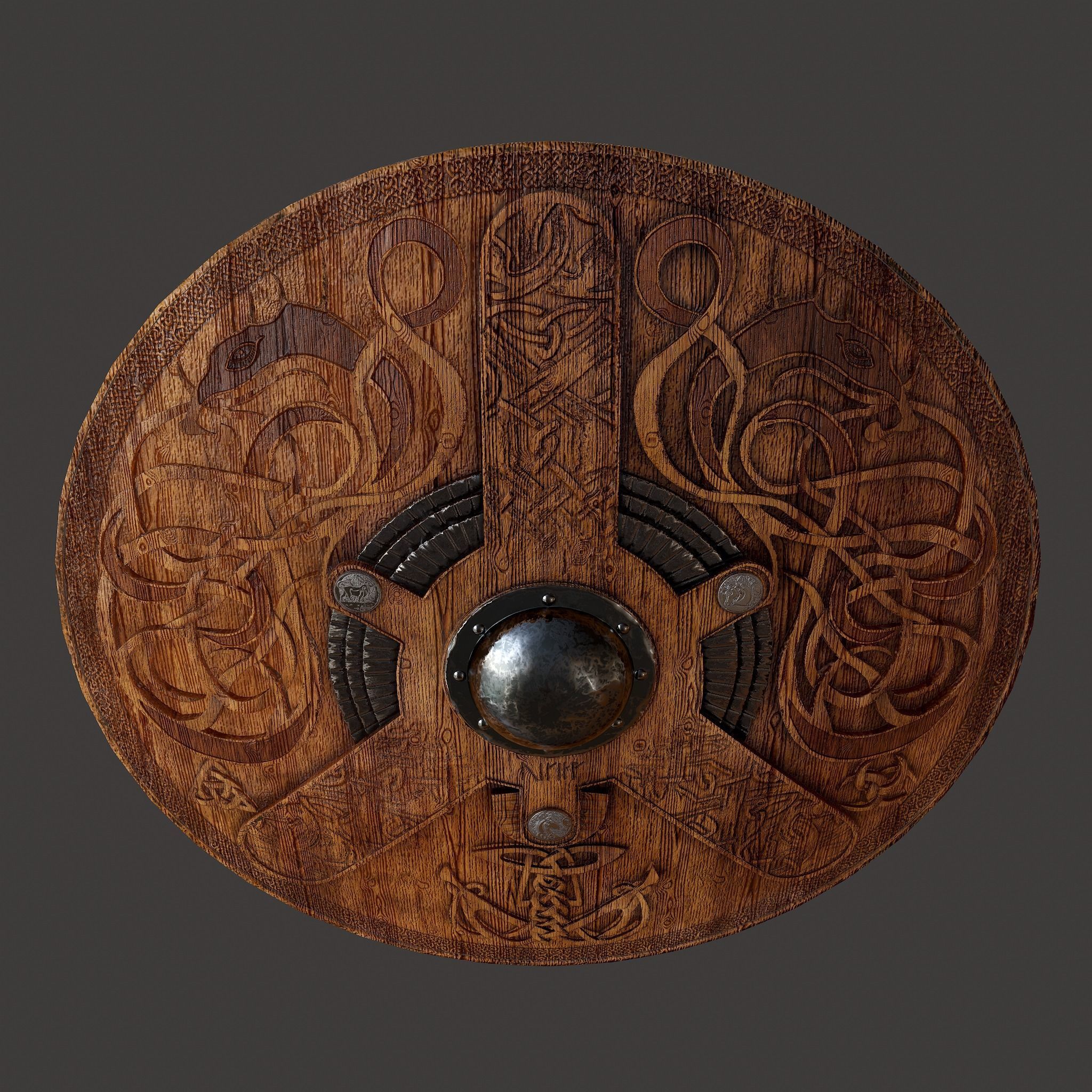 Serpent Viking Shield Low-poly 3D model_12